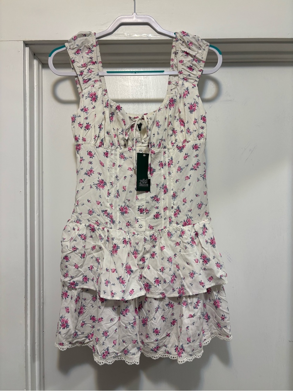 wild fable Cream Mini Dress with Pink Floral Print - Picture 2 of 3